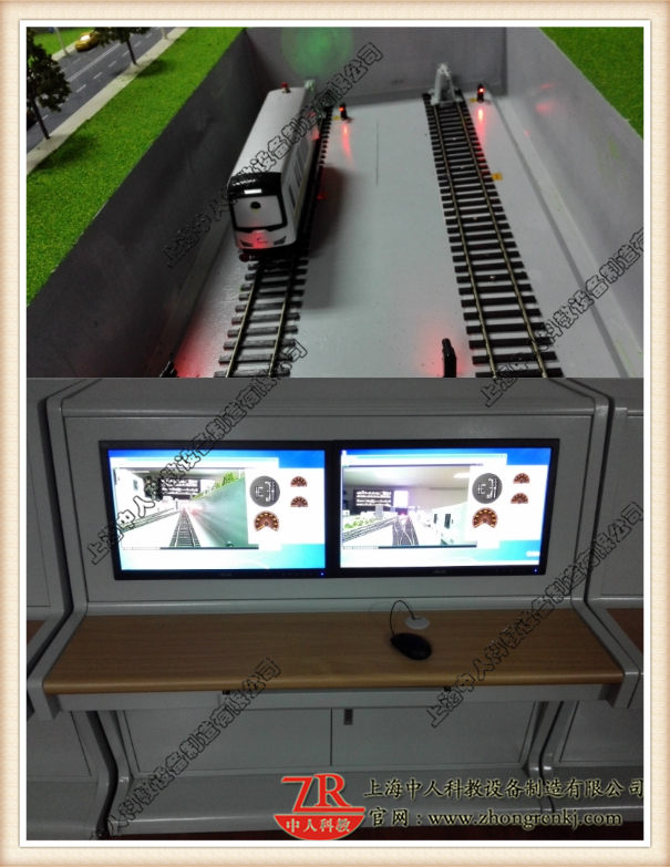 裝有攝像頭的列車，控制臺實(shí)時采集沙盤列車司機(jī)視角的畫面